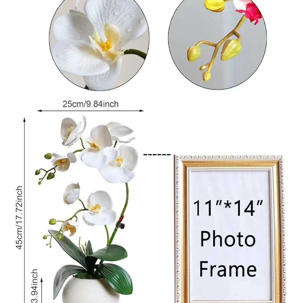 NIB White Faux Orchid In Vase 17